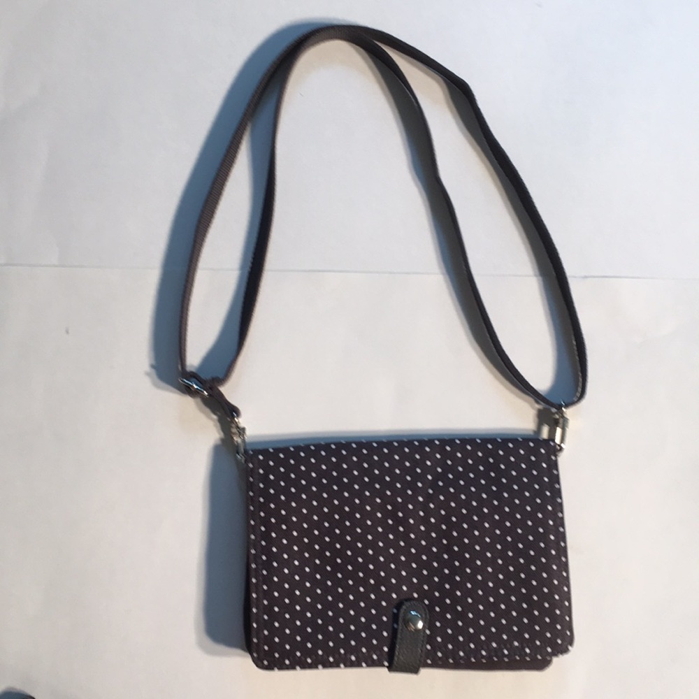 DOUBLE UP CROSS BODY- City Charcoal Swiss Dot NWOT
